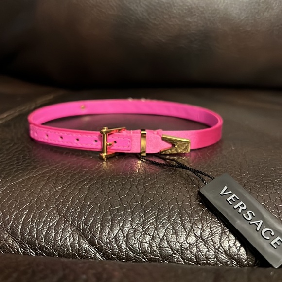 Versace women’s satin silk leather heart shaped crystals chocker necklace NEW - Picture 9 of 14